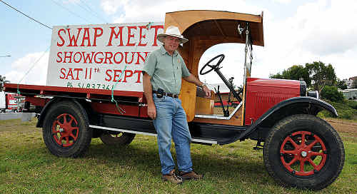 Historic Auto Club member Rob White promotes the Gympie Swap Meet held at the Showgrounds tomorrow. Historic Auto Club member Rob White promotes the Gympie Swap Meet held at the Showgrounds tomorrow.